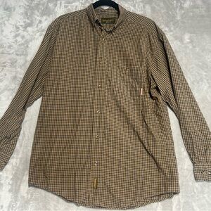 Timberland Button Down Long Sleeve Shirt Men’s Medium Plaid Brown Black
